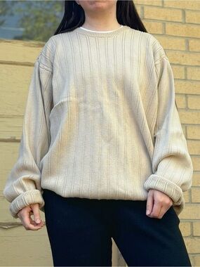 Vintage Arrow Beige Cotton Crewneck Sweater